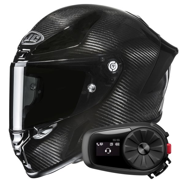 Casque Integral HJC RPHA 1 V2 Carbon Black + Kit Bluetooth 5S Solo