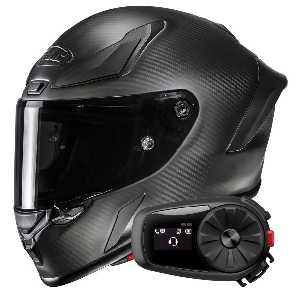 Casque Integral HJC RPHA 1 V2 Carbon Matte Black + Kit Bluetooth 5S Solo