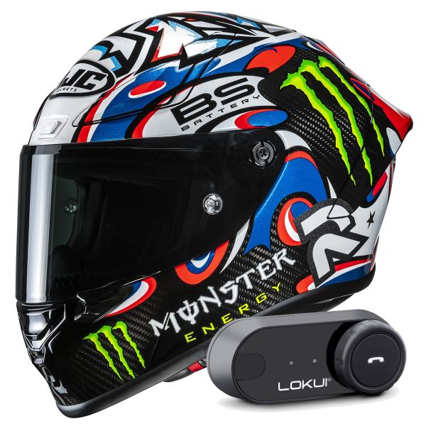 Casque Integral HJC RPHA 1 V2 Carbon Quartararo Le Mans 3 MC25 + Kit Bluetooth Lokui K30
