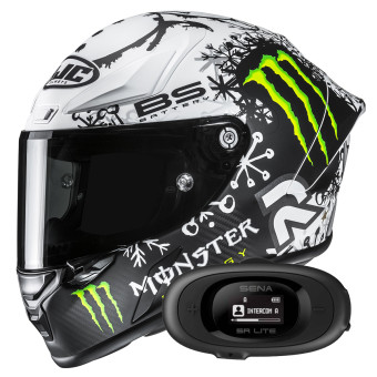 Casque Integral HJC RPHA 1 V2 Carbon Snow Diablo MC10SF + Kit bluetooth 5R Lite