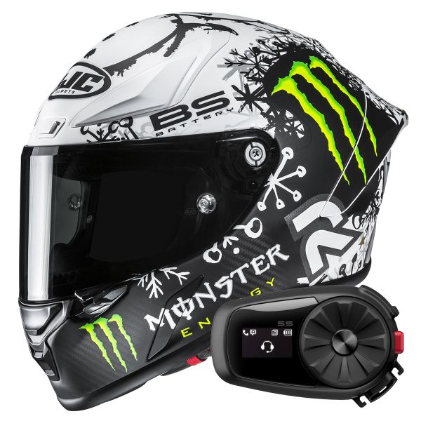 Casque Integral HJC RPHA 1 V2 Carbon Snow Diablo MC10SF + Kit Bluetooth 5S Solo