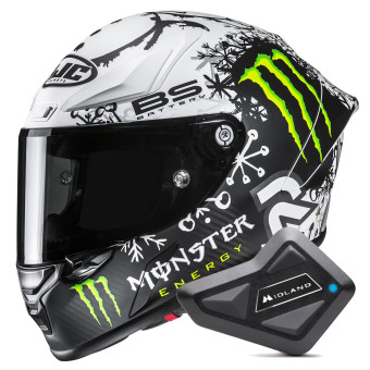 Casque Integral HJC RPHA 1 V2 Carbon Snow Diablo MC10SF + Kit Bluetooth BT Mini