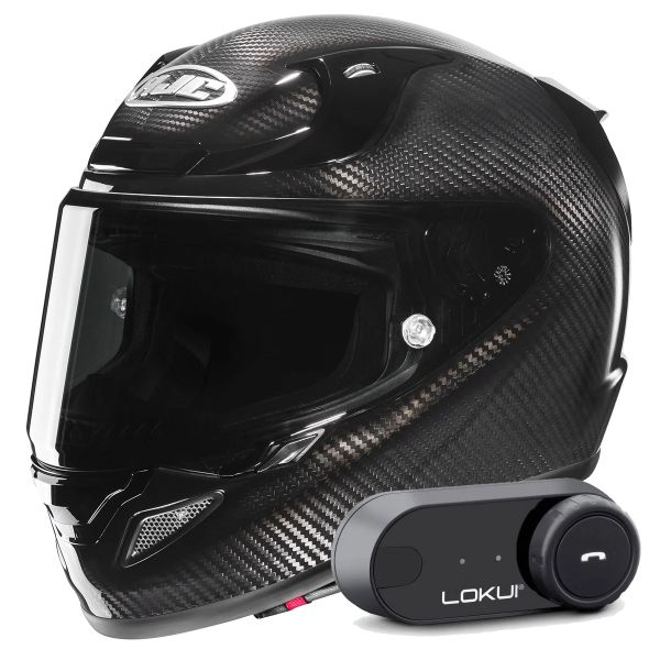 Casque Integral HJC RPHA 12 Carbon Black + Kit Bluetooth Lokui K30