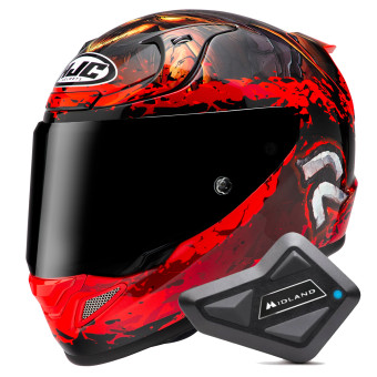 Casque Integral HJC RPHA 12 Diablo Blizzard MC1 + Kit Bluetooth BT Mini