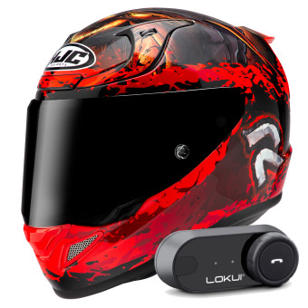 Casque Integral HJC RPHA 12 Diablo Blizzard MC1 + Kit Bluetooth Lokui K30