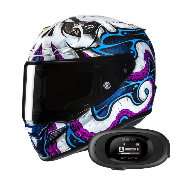 Casque Integral HJC RPHA 12 Kraken MC28 + Kit bluetooth 5R Lite Solo