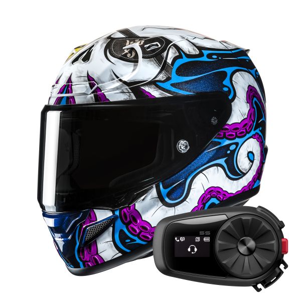 Casque Integral HJC RPHA 12 Kraken MC28 + Kit Bluetooth 5S Solo
