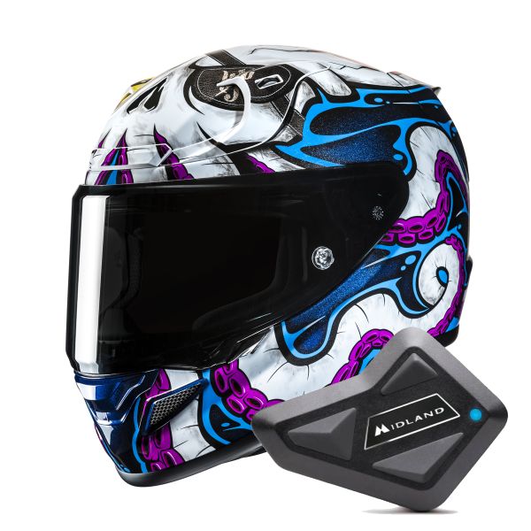 Casque Integral HJC RPHA 12 Kraken MC28 + Kit Bluetooth BT Mini