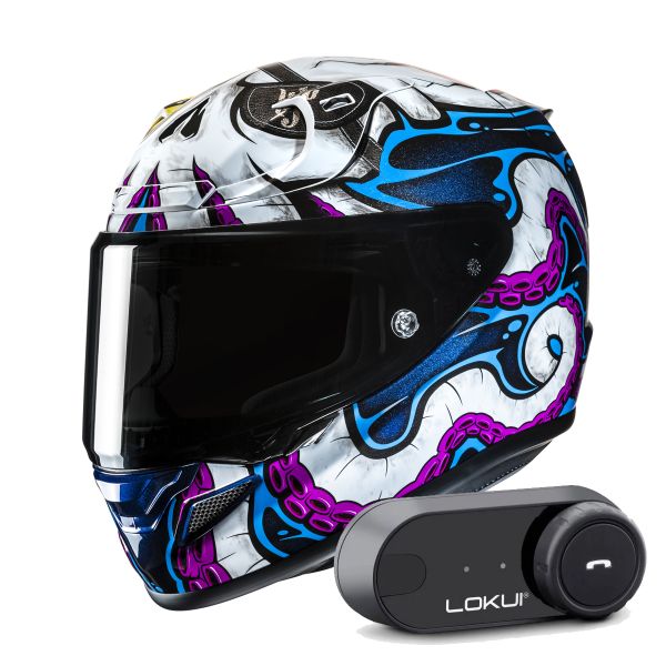 Casque Integral HJC RPHA 12 Kraken MC28 + Kit Bluetooth Lokui K30
