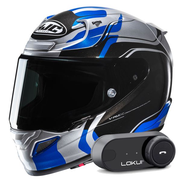 Casque Integral HJC RPHA 12 Lawin MC2 + Kit Bluetooth Lokui K30