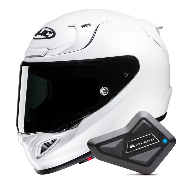 Casque Integral HJC RPHA 12 Pearl White + Kit Bluetooth BT Mini