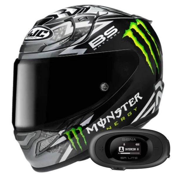 Casque Integral HJC RPHA 12 Quartararo Replica Black MC5 + Kit bluetooth 5R Lite Solo