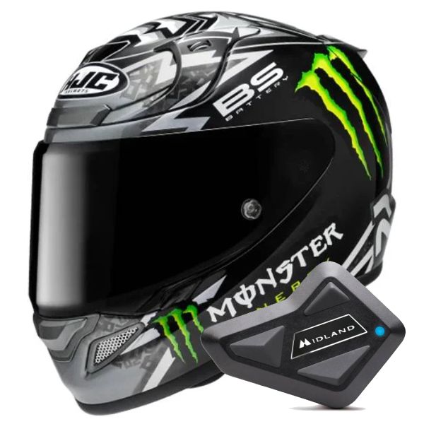 Casque Integral HJC RPHA 12 Quartararo Replica Black MC5 + Kit Bluetooth BT Mini