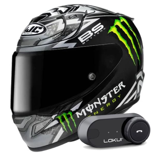 Casque Integral HJC RPHA 12 Quartararo Replica Black MC5 + Kit Bluetooth Lokui K30