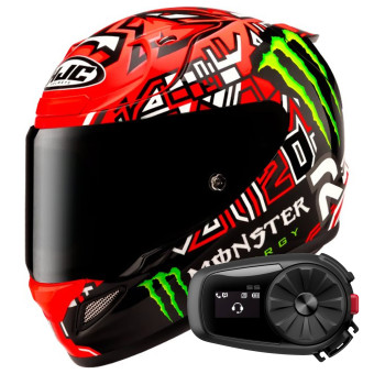 Casque Integral HJC RPHA 12 Quartararo Replica II MC1 + Kit Bluetooth 5S Solo