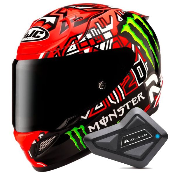 Casque Integral HJC RPHA 12 Quartararo Replica II MC1 + Kit Bluetooth BT Mini