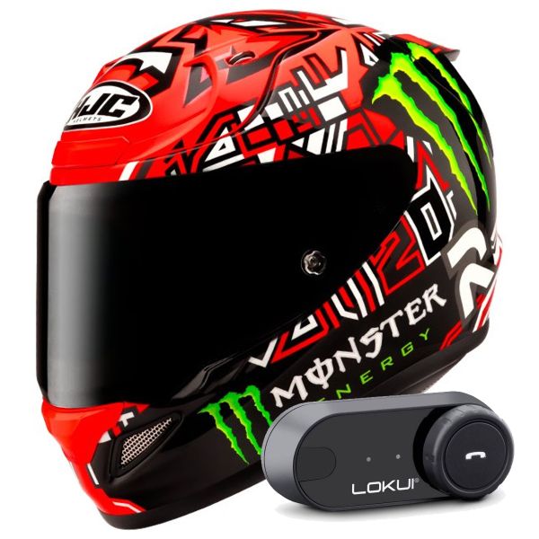 Casque Integral HJC RPHA 12 Quartararo Replica II MC1 + Kit Bluetooth Lokui K30
