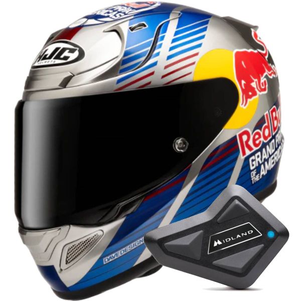 Casque Integral HJC RPHA 12 Red Bull Austin GP 2 MC21 + Kit Bluetooth BT Mini