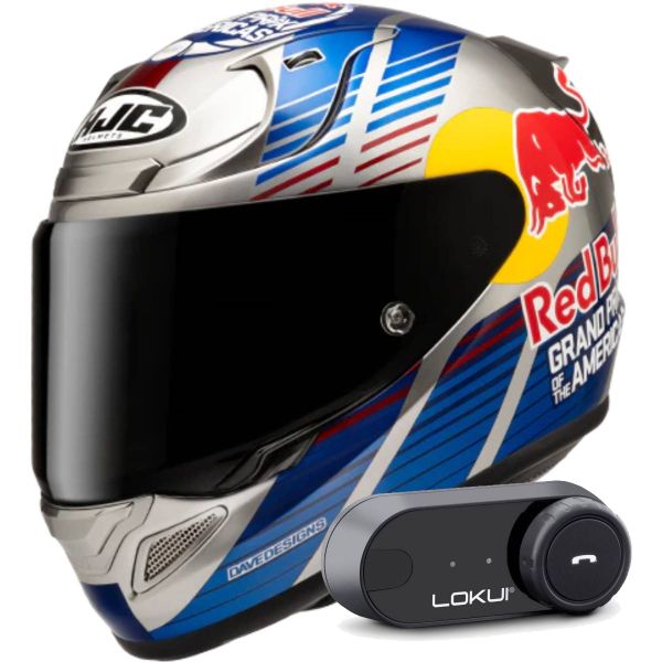 Casque Integral HJC RPHA 12 Red Bull Austin GP 2 MC21 + Kit Bluetooth Lokui K30