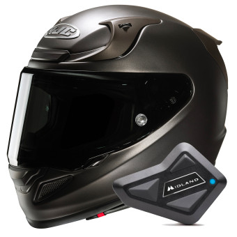 Casque Integral HJC RPHA 12 Semi Flat Titanium + Kit Bluetooth BT Mini