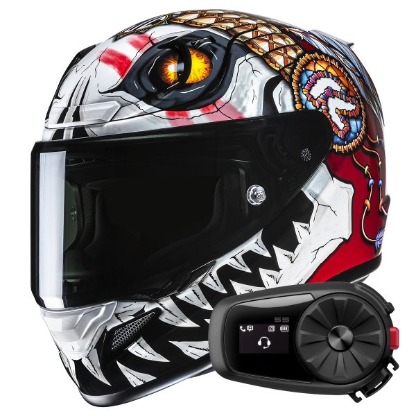 Casque Integral HJC RPHA 12 Skully MC1 + Kit Bluetooth 5S Solo