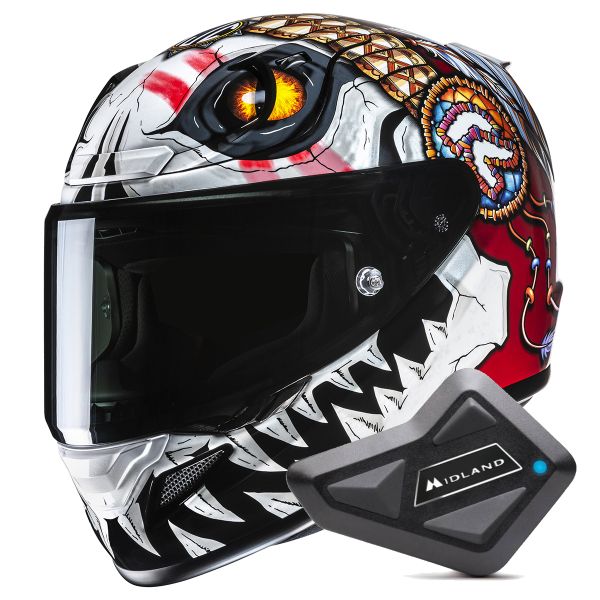 Casque Integral HJC RPHA 12 Skully MC1 + Kit Bluetooth BT Mini