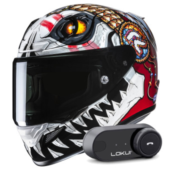 Casque Integral HJC RPHA 12 Skully MC1 + Kit Bluetooth Lokui K30