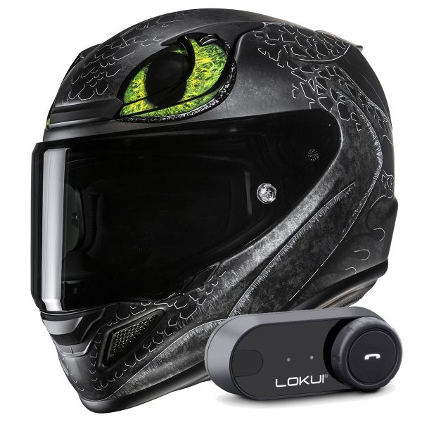 Casque Integral HJC RPHA 12 Toothless II Universal MC4SF + Kit Bluetooth Lokui K30