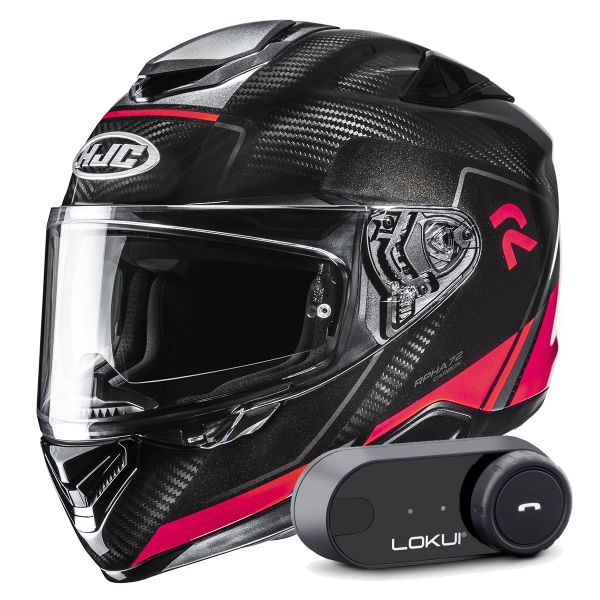 Casque Integral HJC RPHA 72 Carbon Fynex MC1 + Kit Bluetooth Lokui K30
