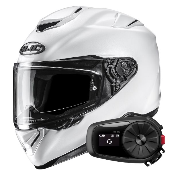 Casque Integral HJC RPHA 72 Pearl White + Kit Bluetooth 5S Solo