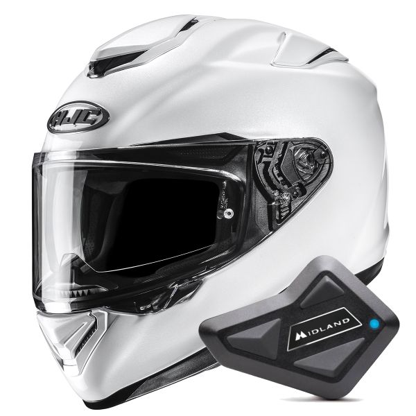 Casque Integral HJC RPHA 72 Pearl White + Kit Bluetooth BT Mini