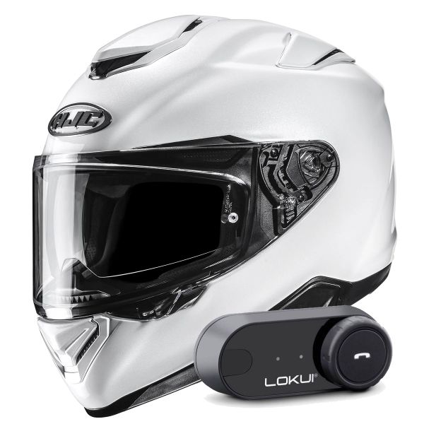 Casque Integral HJC RPHA 72 Pearl White + Kit Bluetooth Lokui K30