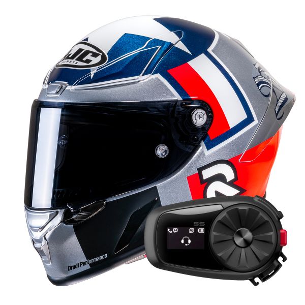 Casque Integral HJC RPHA1 Ben Spies Silver Star MC21 + Kit Bluetooth 5S Solo