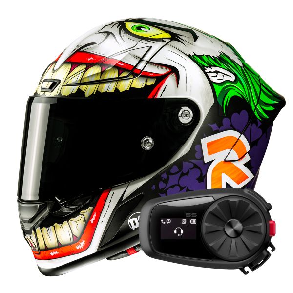 Casque Integral HJC RPHA1 Joker Dc Comics MC48SF + Kit Bluetooth 5S Solo