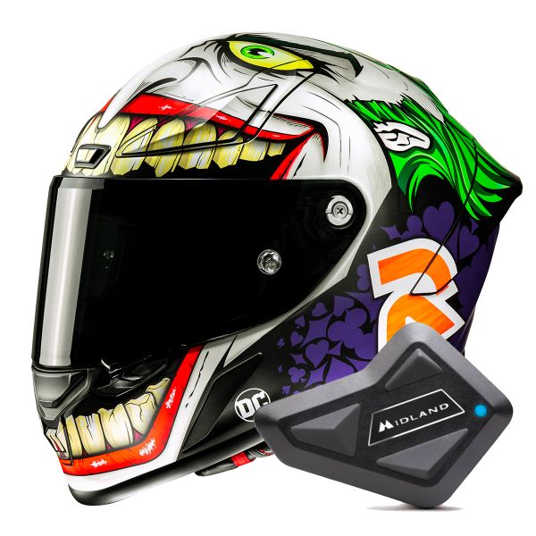 Casque Integral HJC RPHA1 Joker Dc Comics MC48SF + Kit Bluetooth BT Mini