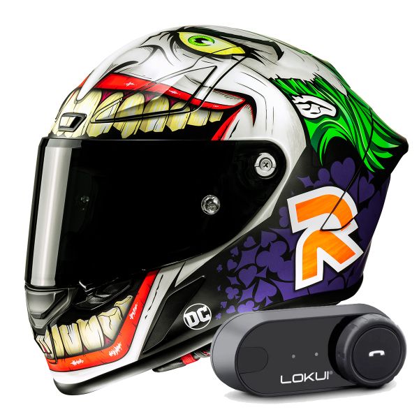 Casque Integral HJC RPHA1 Joker Dc Comics MC48SF + Kit Bluetooth Lokui K30