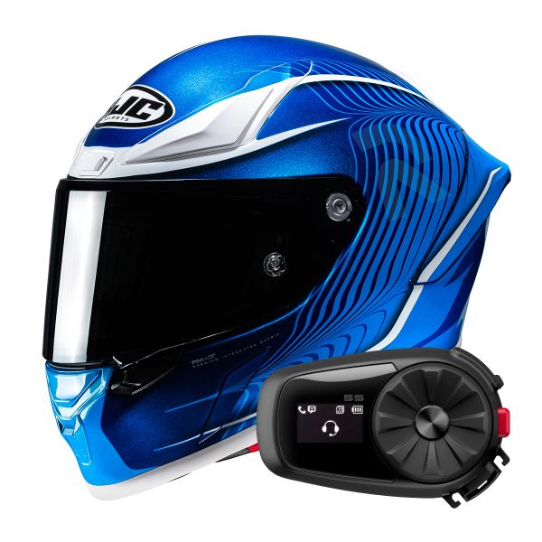 Casque Integral HJC RPHA1 Lovis MC2 + Kit Bluetooth 5S Solo
