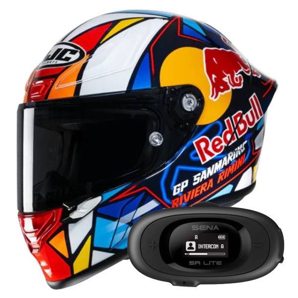 Casque Integral HJC RPHA1 Red Bull Misano GP MC21 + Kit bluetooth 5R Lite
