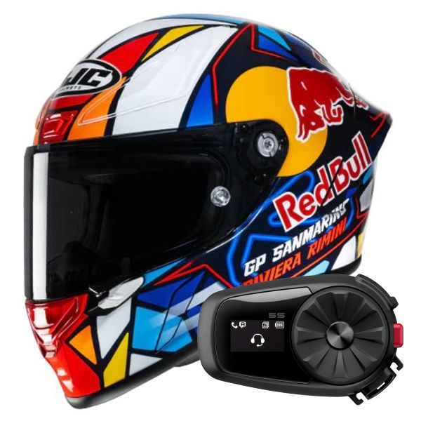 Casque Integral HJC RPHA1 Red Bull Misano GP MC21 + Kit Bluetooth 5S Solo