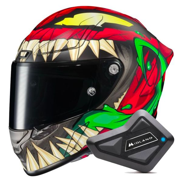 Casque Integral HJC RPHA1 Toxin Marvel + Kit Bluetooth BT Mini