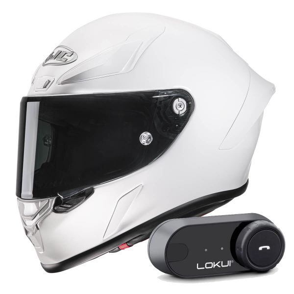 Casque Integral HJC RPHA1 White + Kit Bluetooth Lokui K30