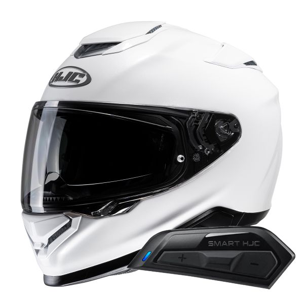 Casque Integral HJC RPHA71 Pearl White + Kit Bluetooth Smart 11B