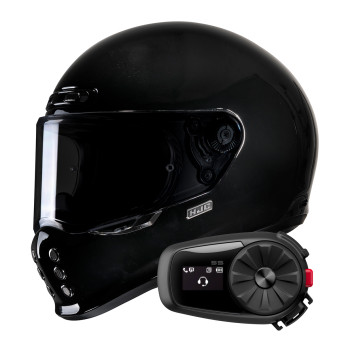 Casque Integral HJC V10 Black + Kit Bluetooth 5S Solo Casque Integral HJC V10 Black + Kit Bluetooth 5S Solo