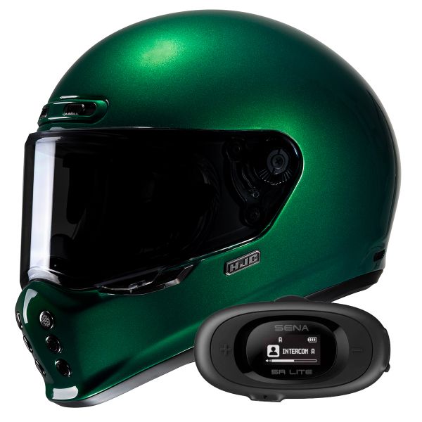 Casque Integral HJC V10 Deep Green+ Kit bluetooth 5R Lite Solo