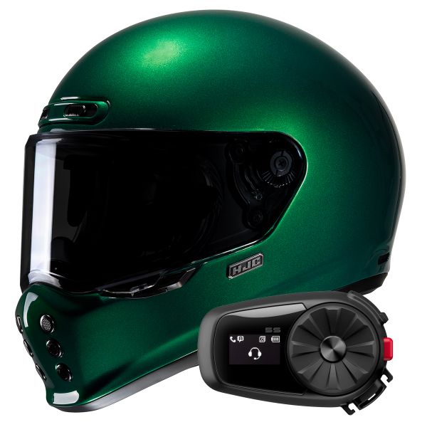 Casque Integral HJC V10 Deep Green + Kit Bluetooth 5S Solo
