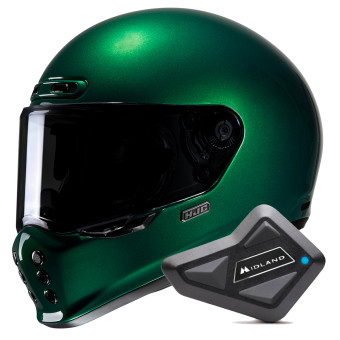 Casque jet moto et scooter ANDY - Vert bouteille / Écru