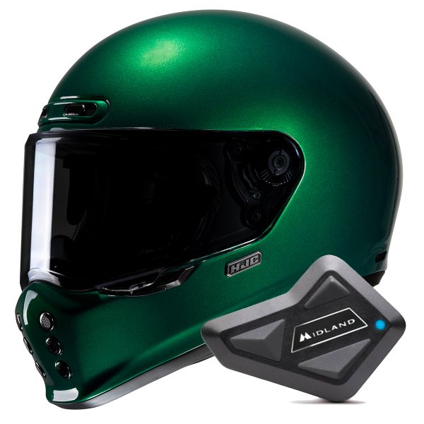 Casque Integral HJC V10 Deep Green + Kit Bluetooth BT Mini Casque Integral HJC V10 Deep Green + Kit Bluetooth BT Mini