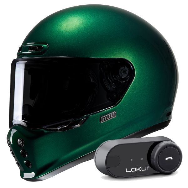 Casque Integral HJC V10 Deep Green + Kit Bluetooth Lokui K30 Casque Integral HJC V10 Deep Green + Kit Bluetooth Lokui K30