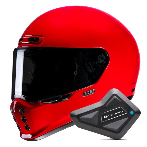 Casque Integral HJC V10 Deep Red + Kit Bluetooth BT Mini Casque Integral HJC V10 Deep Red + Kit Bluetooth BT Mini