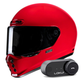 Casque Integral HJC V10 Deep Red + Kit Bluetooth Lokui K30